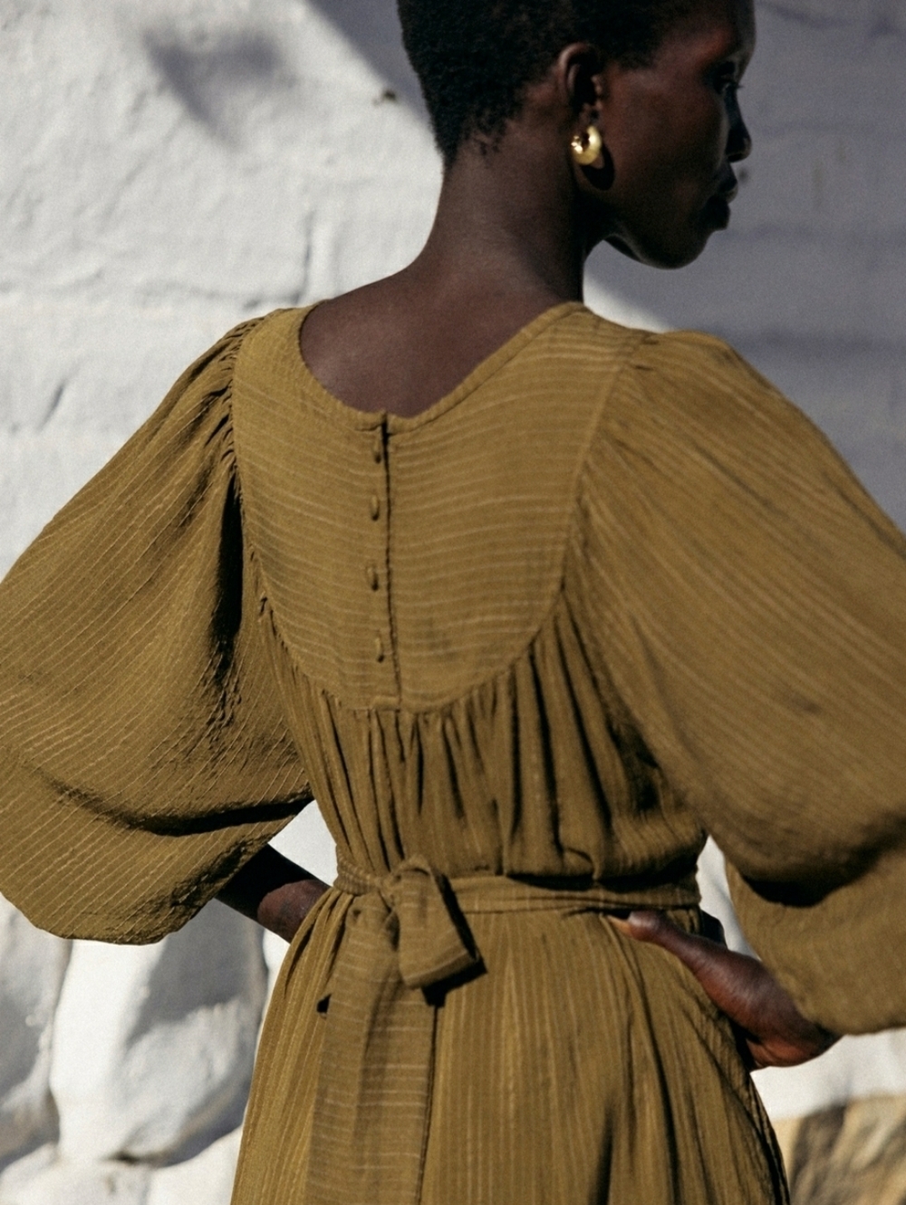 NWOT Kara Thoms Greta Dress In "Olive", Size Small - Picture 3 of 16